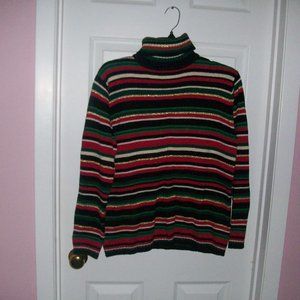 Tiara International - Women's Multi Color  Holiday Turtleneck - Size Small - NWT